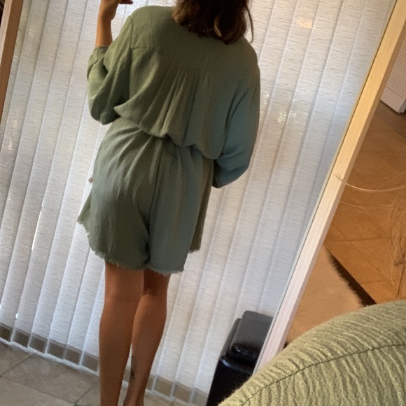 Zara Oversized Rustic Romper w/ rope belt Green Size S - Picture 14 of 17